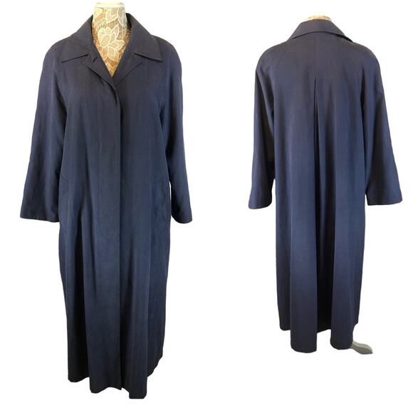 BERNARDO LONG TRENCH COAT hidden front closing in blue size 8 - Picture 1 of 12